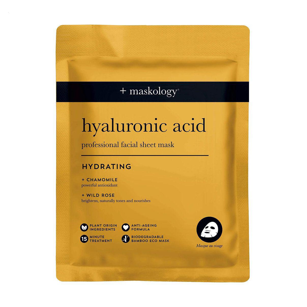 Зволожувальна тканинна маска для обличчя Hive +Maskology Hyaluronic Acid Hydrating Professional Facial Sheet Mask з гіалуроновою кислотою, 22 мл